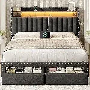 Nova Velvet Upholstered Queen Bed Frame