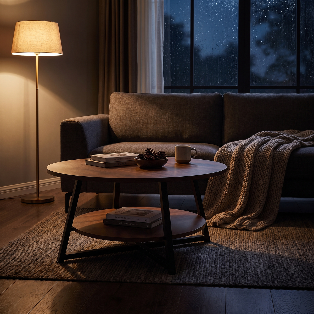 Runa two-tier coffee table - lifestyle evening