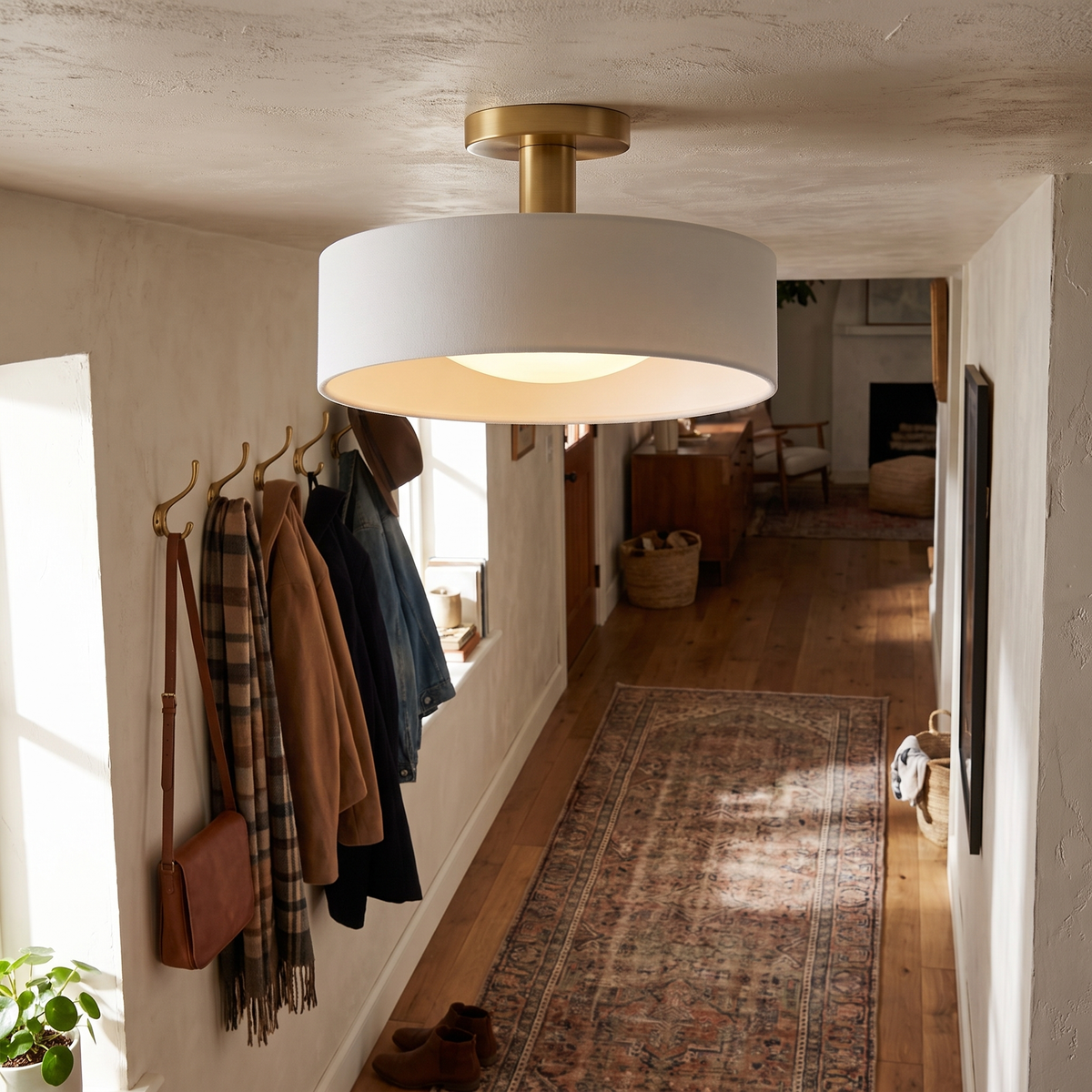 Aurevia low-profile ceiling fixture - lifestyle hallway