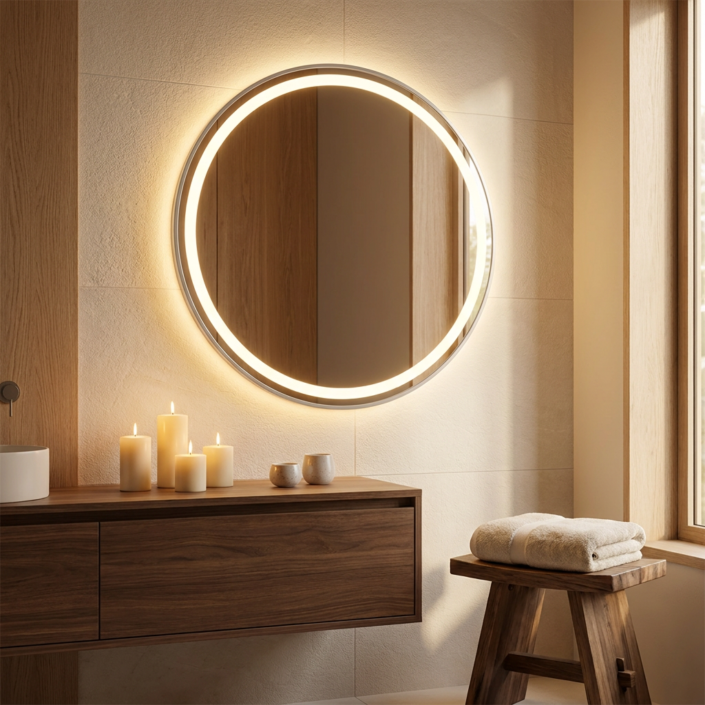 Luna LED mirror - lifestyle evening