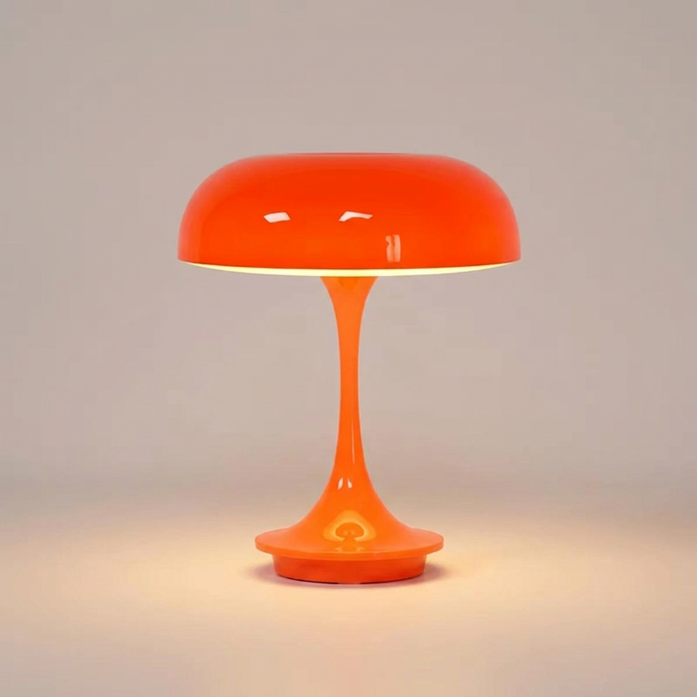 Morel Orange Mushroom Table Lamp Dimmable LED Bedside Lamp Three Colour Retro Night Light