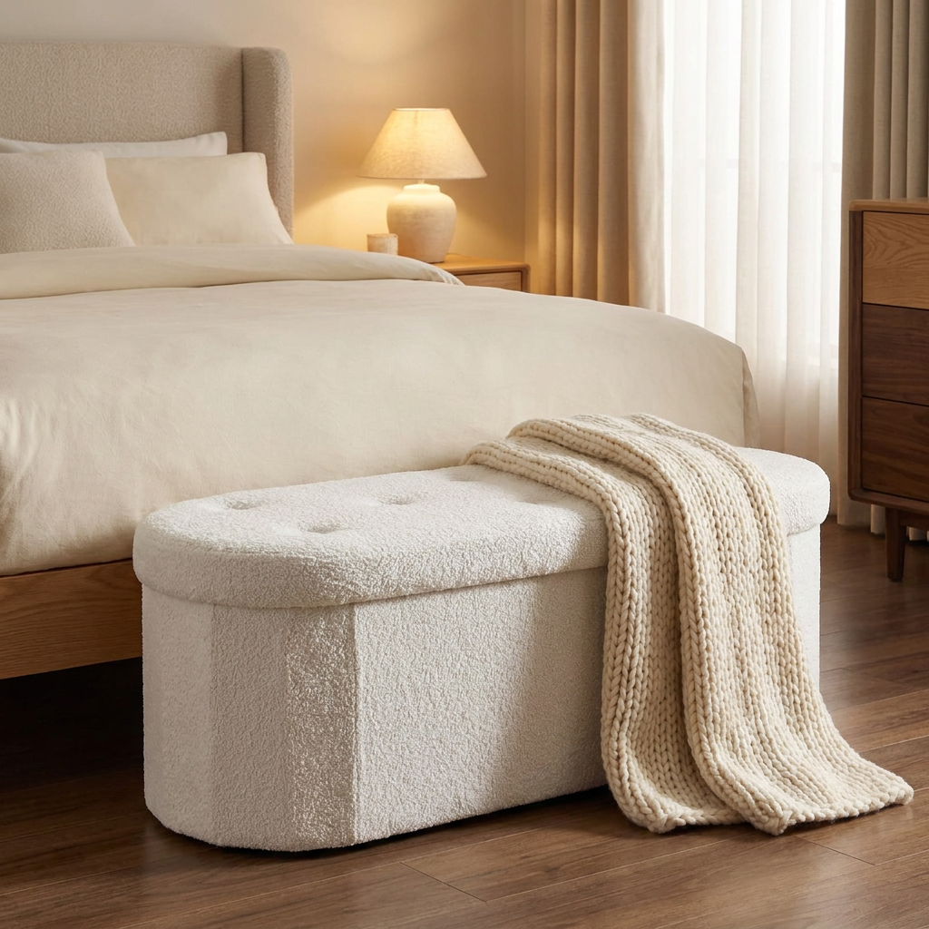 Oona storage ottoman - lifestyle evening