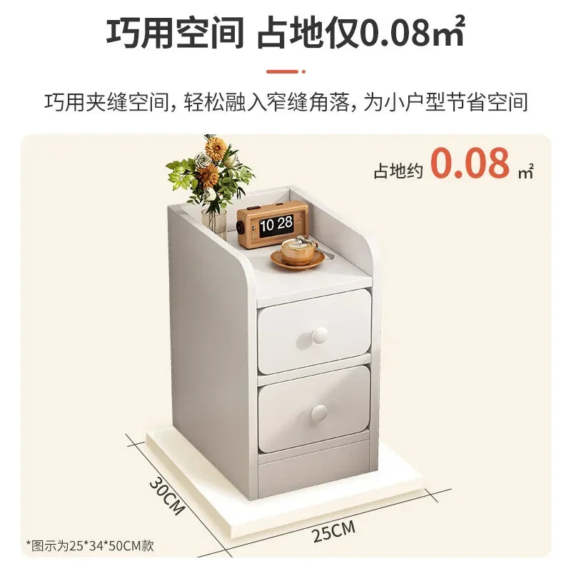 Lund Wooden Ultra-Narrow Bedside Cabinet