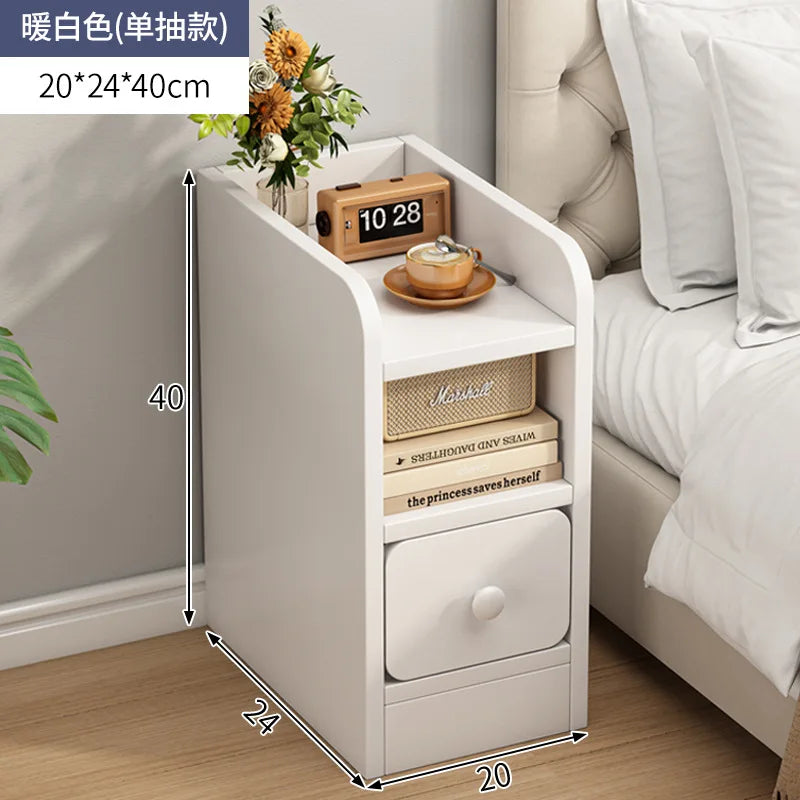 Lund Wooden Ultra-Narrow Bedside Cabinet