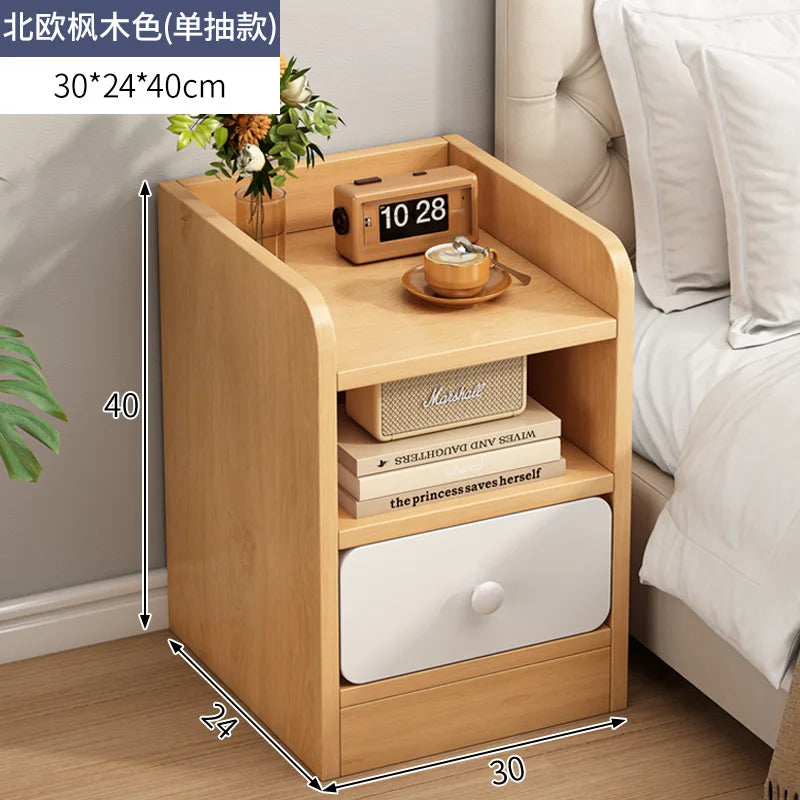 Lund Wooden Ultra-Narrow Bedside Cabinet