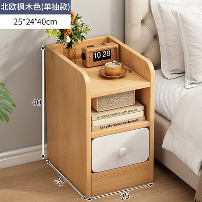 Lund Wooden Ultra-Narrow Bedside Cabinet