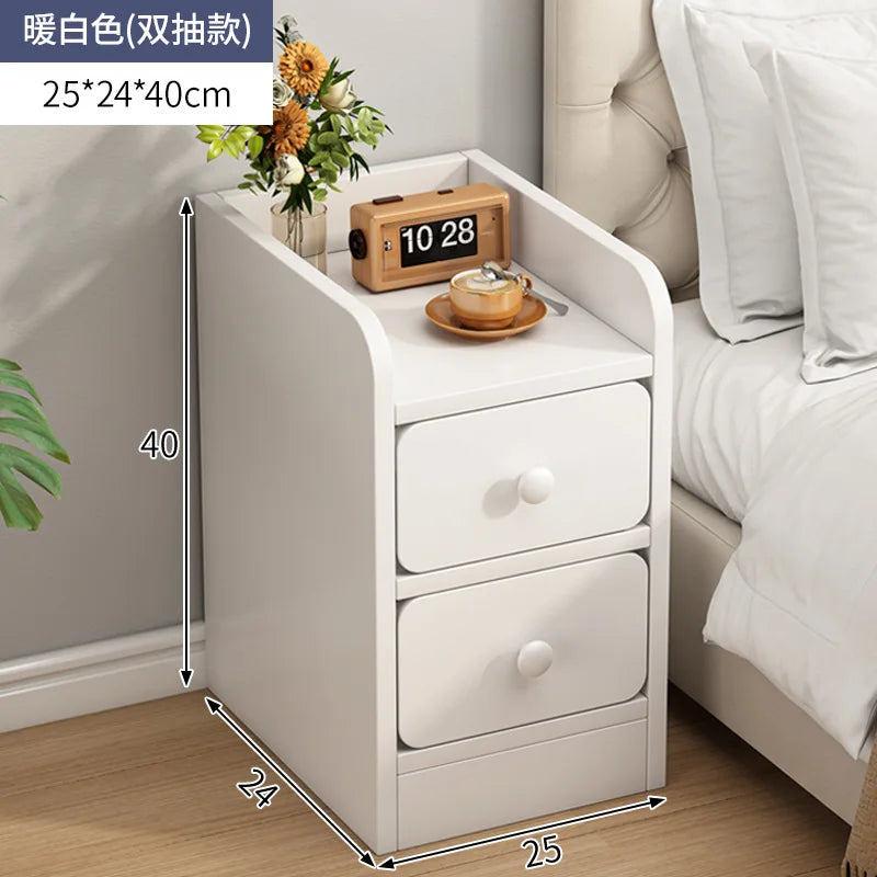 Lund Wooden Ultra-Narrow Bedside Cabinet