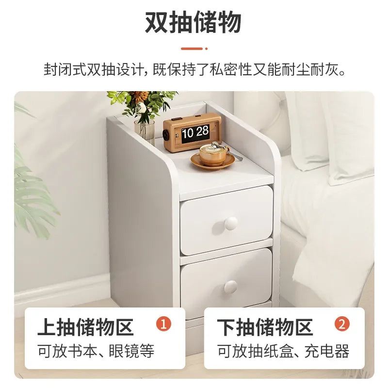 Lund Wooden Ultra-Narrow Bedside Cabinet