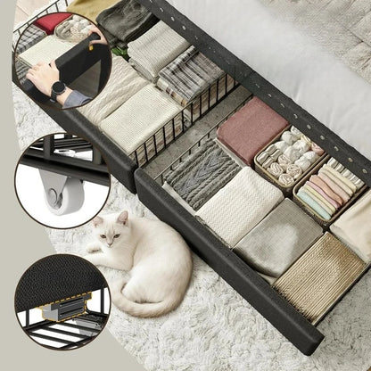 Nova Velvet Upholstered Queen Bed Frame