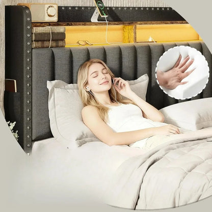 Nova Velvet Upholstered Queen Bed Frame