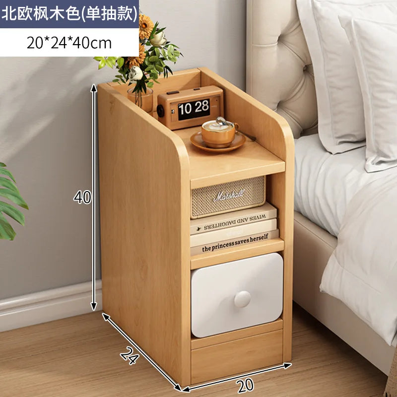 Lund Wooden Ultra-Narrow Bedside Cabinet
