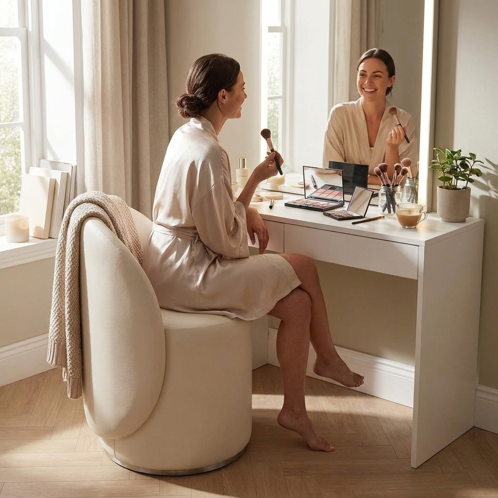 Upholstered Vanity Stool - lifestyle