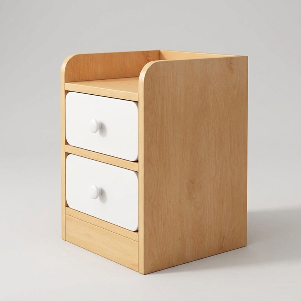 Narrow bedside table - side view
