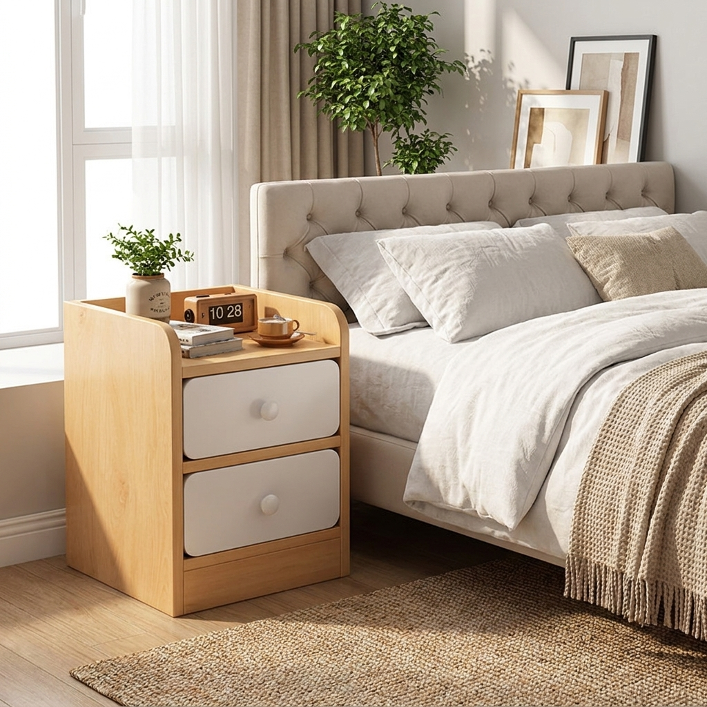 Narrow bedside table - lifestyle bedroom