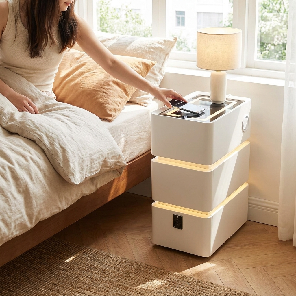 Floating nightstand - lifestyle in use