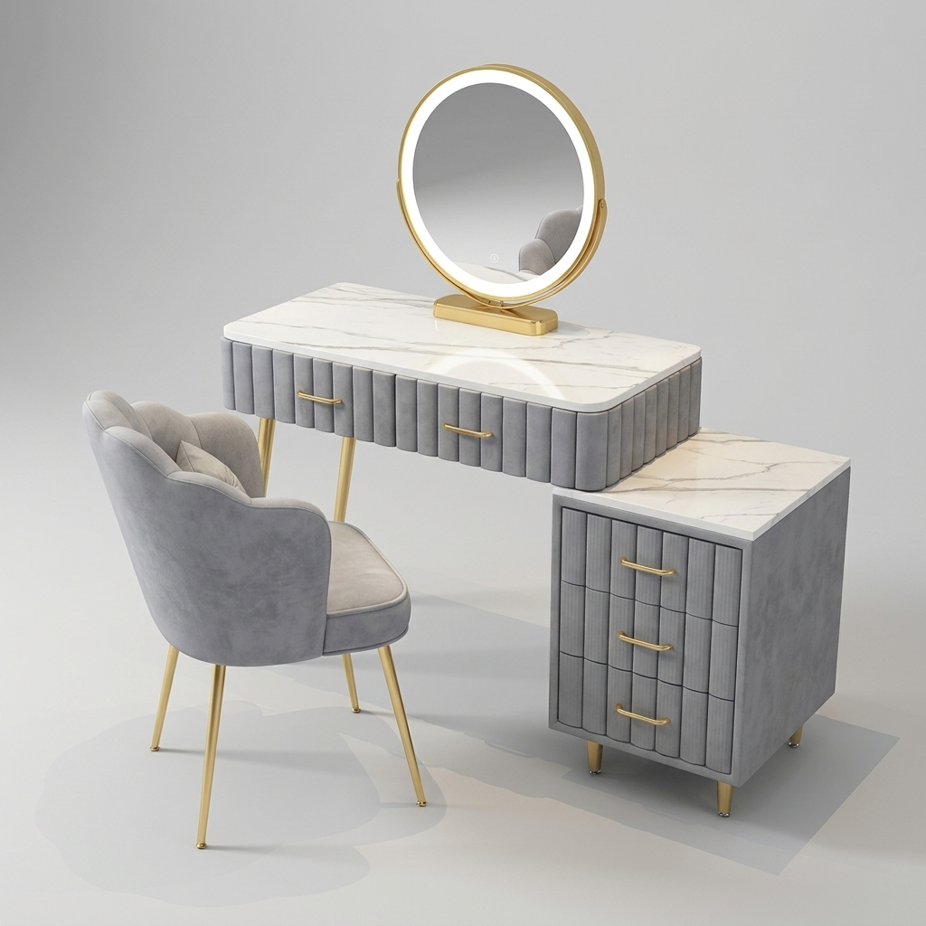 Dressing table with mirror - front angle