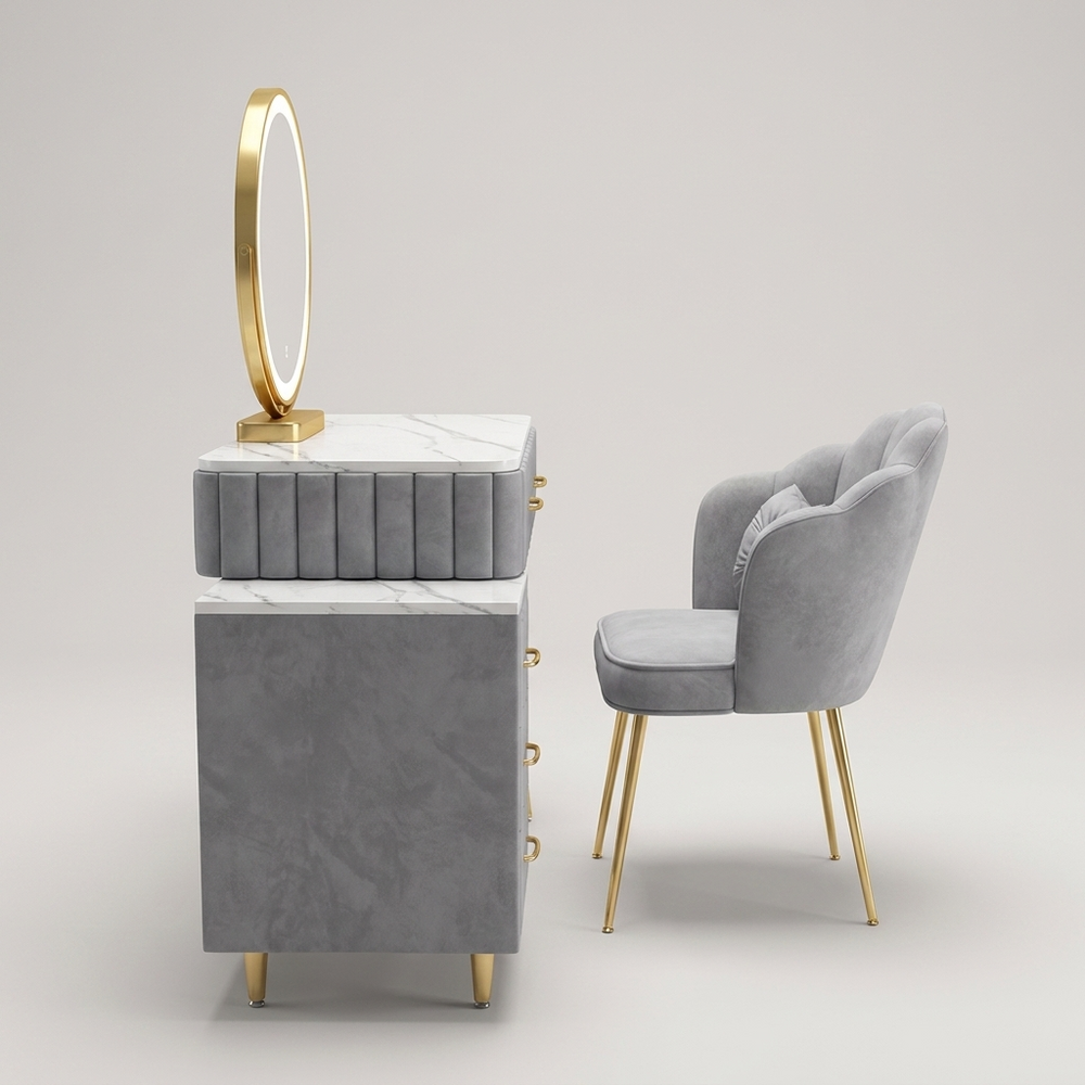 Vanity Table with Lighted Mirror – LED Makeup Desk & Drawers