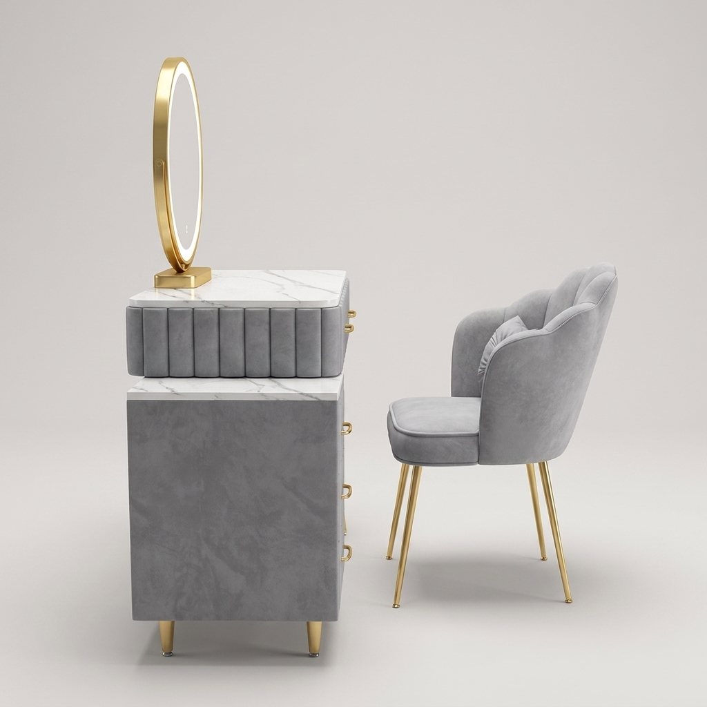 Dressing table with mirror - side view