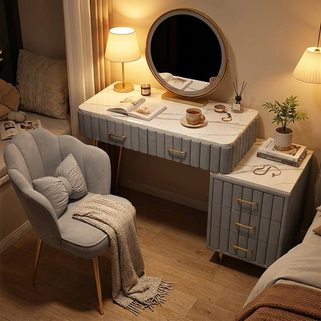 Dressing table with mirror - lifestyle evening