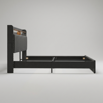 Upholstered bed frame - side view