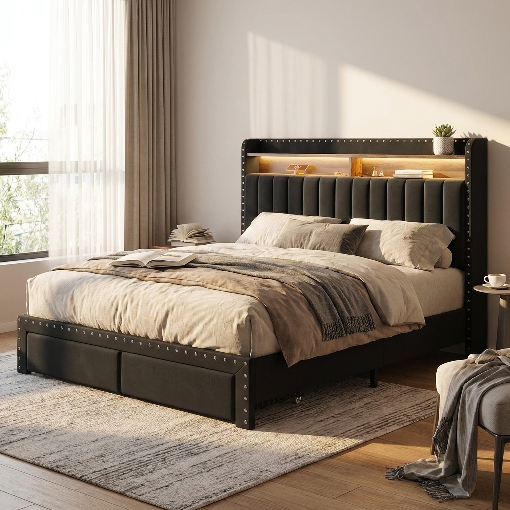 Upholstered bed frame - lifestyle bedroom