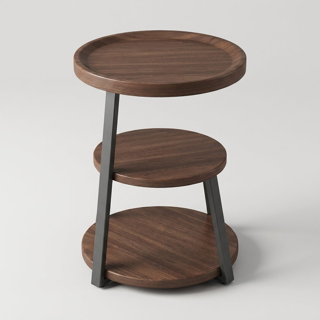 Metal bedside table - front angle