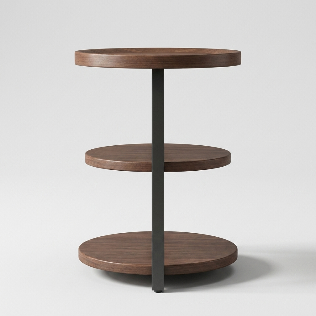 Metal bedside table - side view