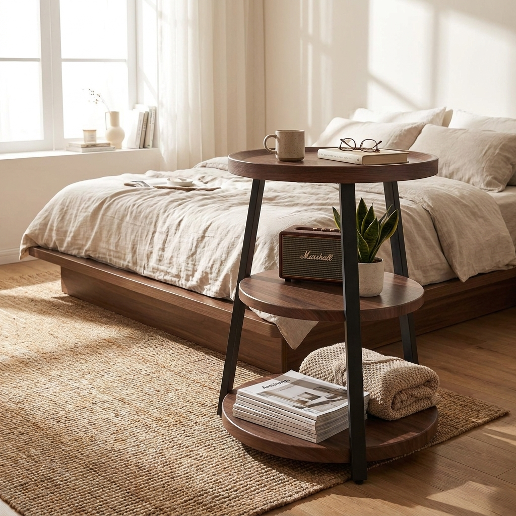 Metal bedside table - lifestyle bedroom