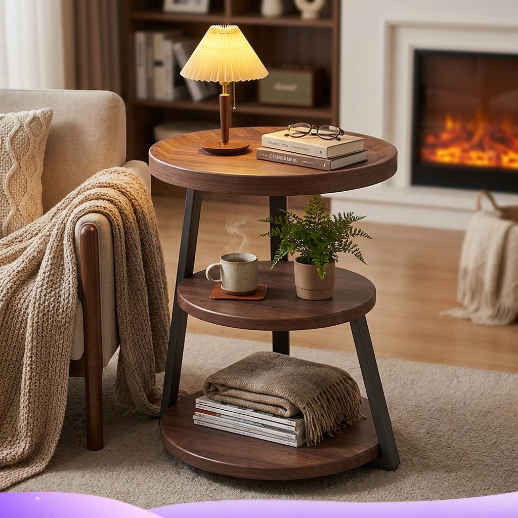 Metal bedside table - lifestyle evening