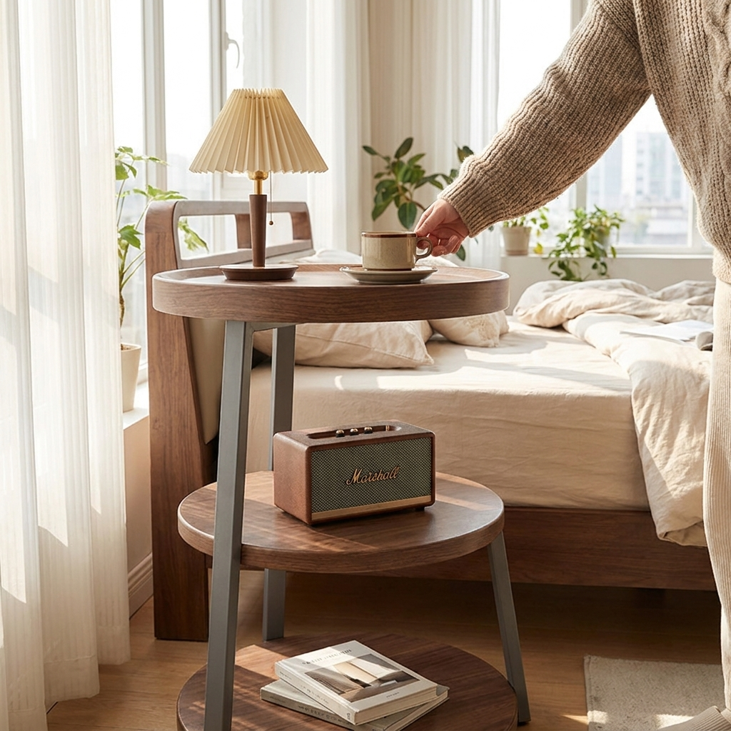 Metal bedside table - lifestyle in use