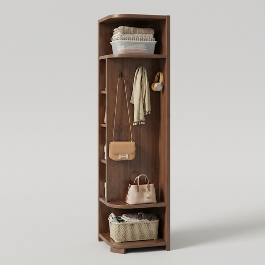 Corner coat rack cabinet - front angle