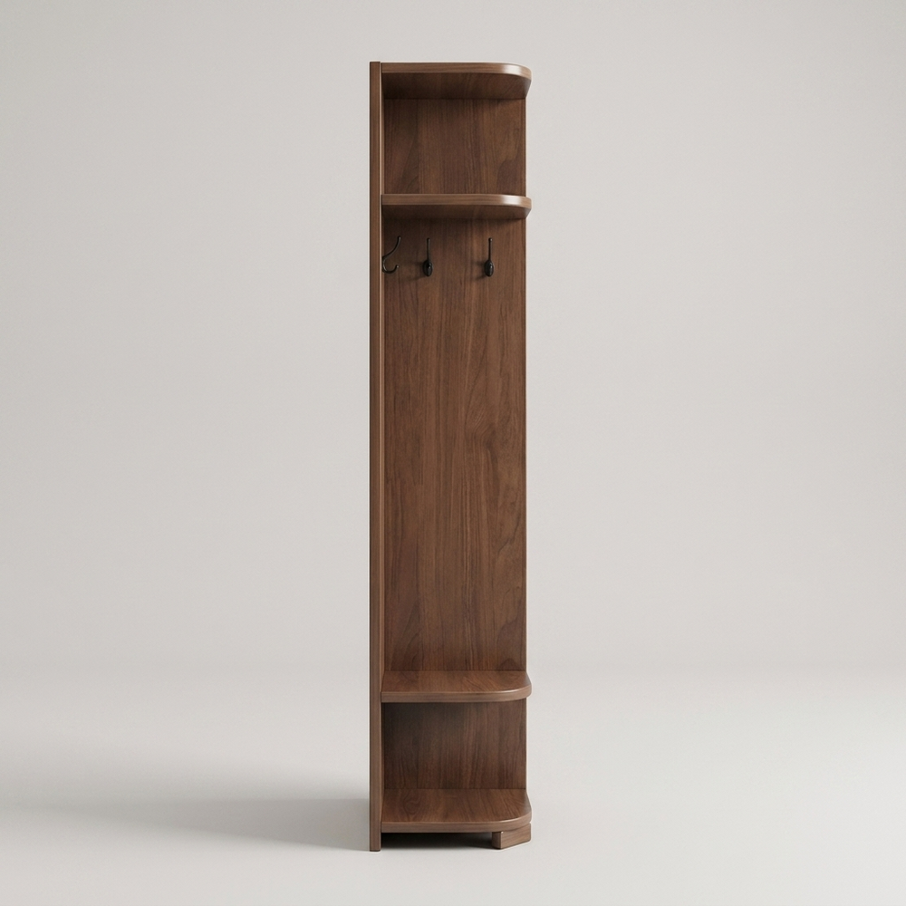 Solid Wood Corner Cabinet with Coat Hooks – Entryway Storage