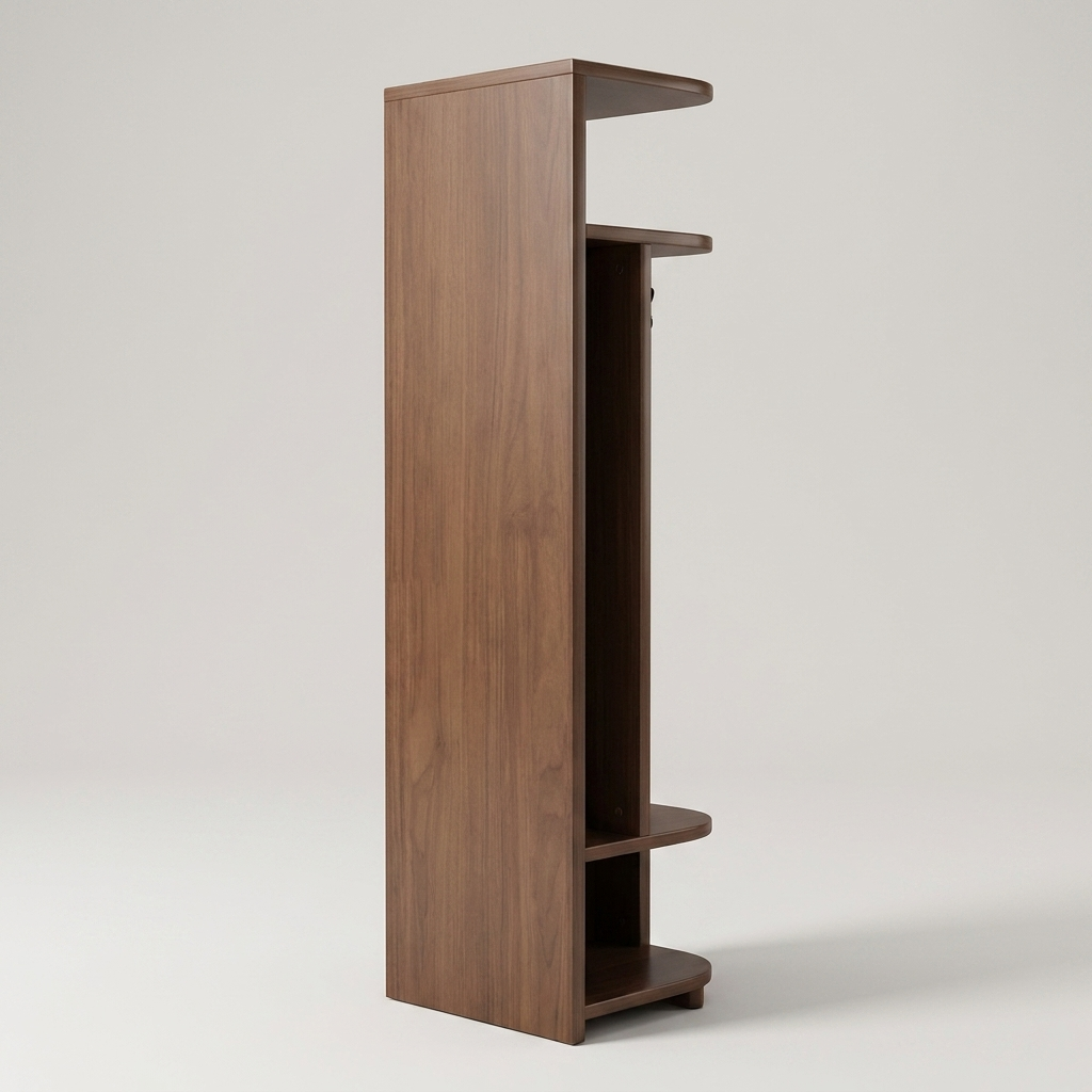 Corner coat rack cabinet - rear angle