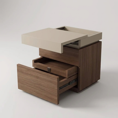 Hidden compartment bedside table - front angle