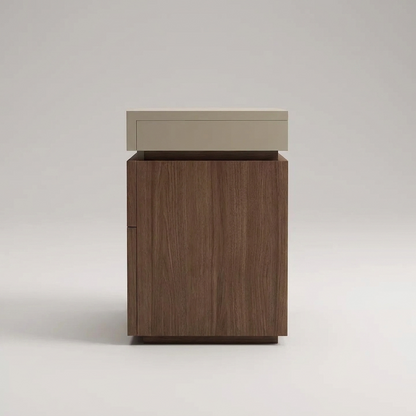 Hidden compartment bedside table - side view