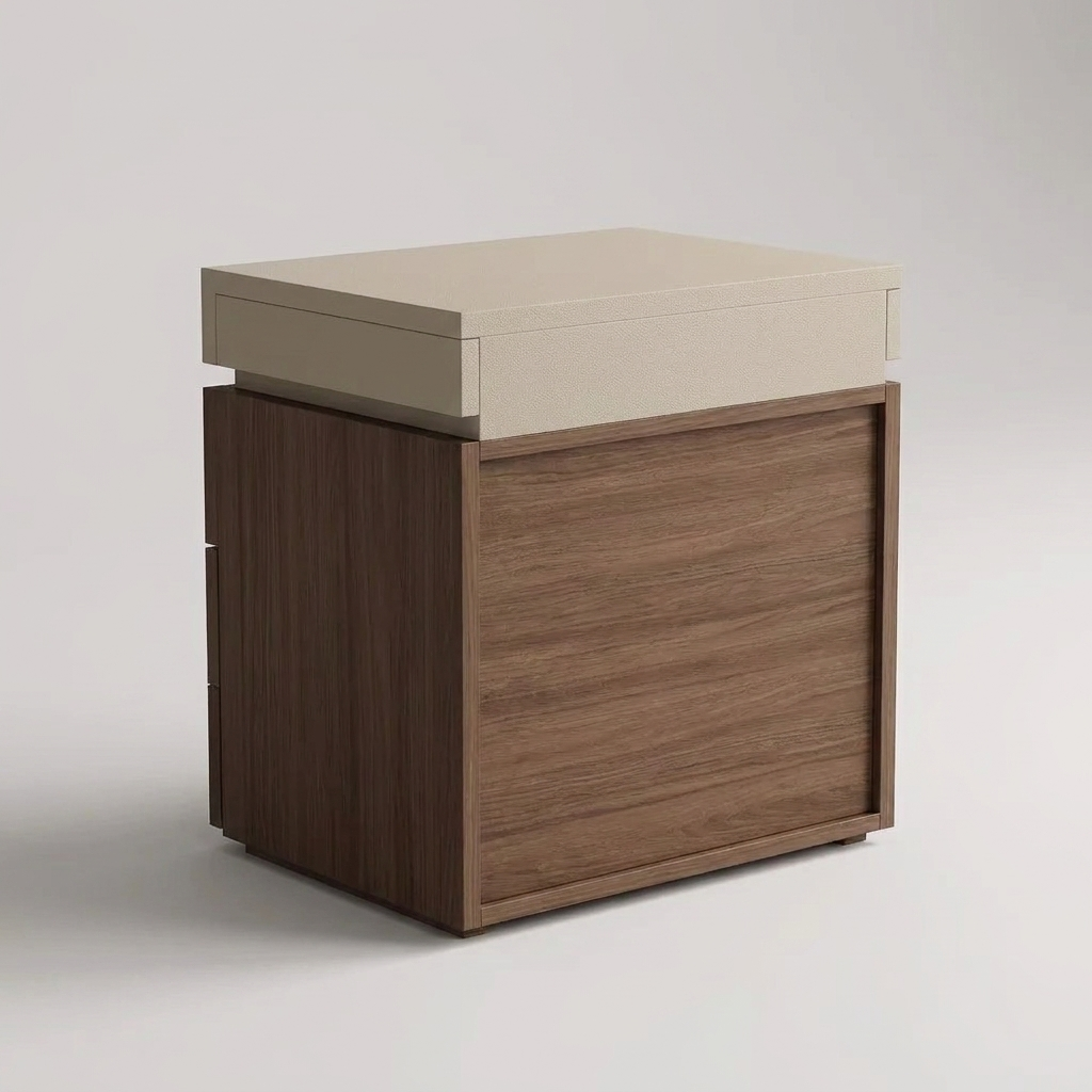 Hidden compartment bedside table - rear angle