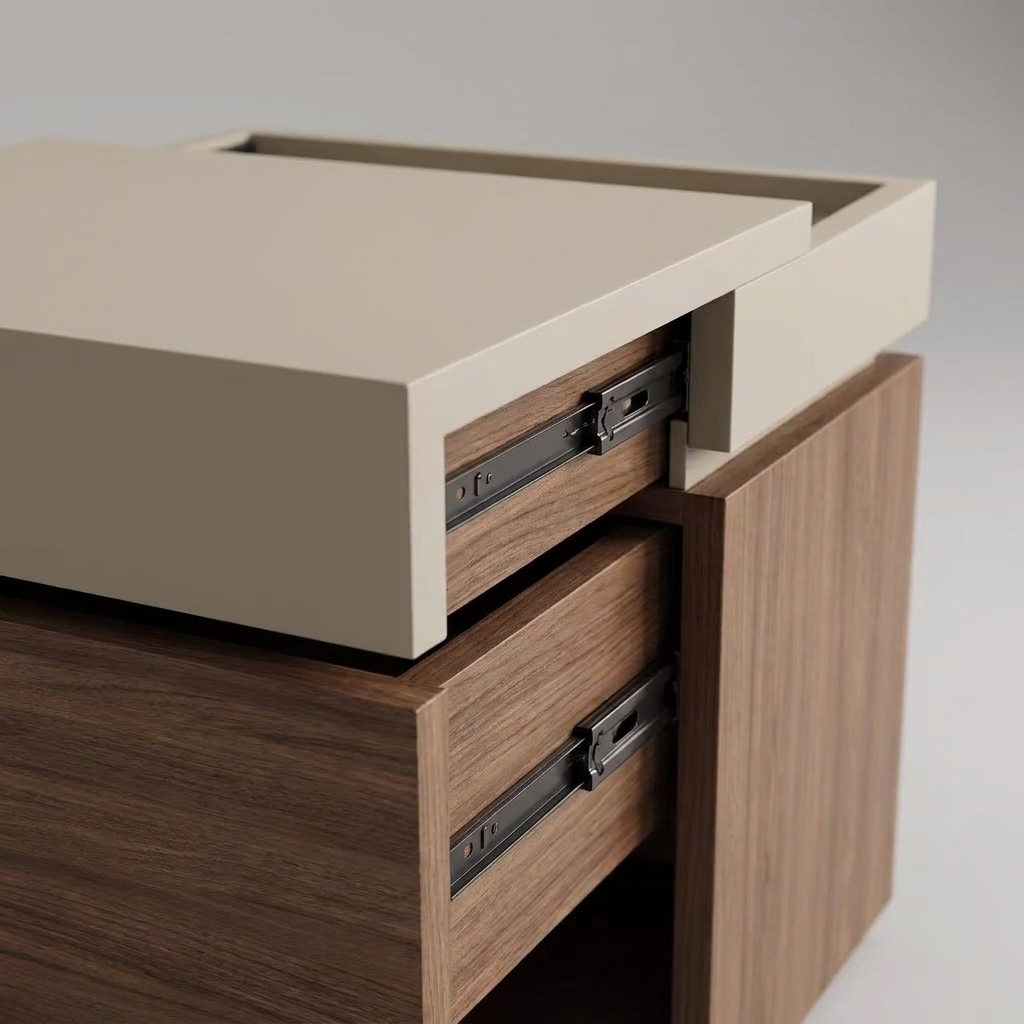 Hidden compartment bedside table - detail