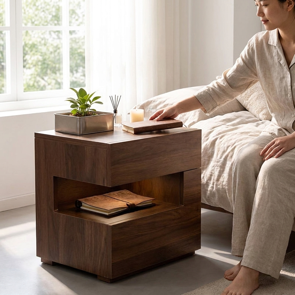 Wabi sabi floating nightstand - lifestyle in use
