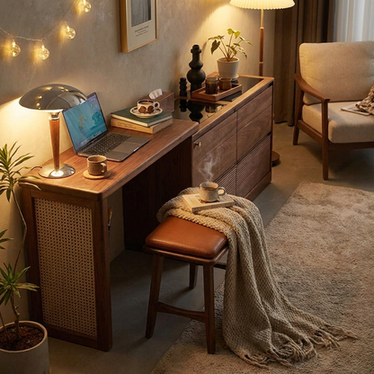 Solid wood dresser - lifestyle evening