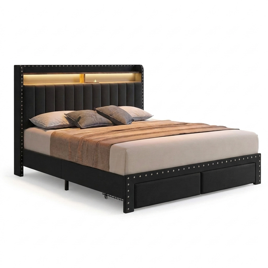 Upholstered bed frame - white background v2