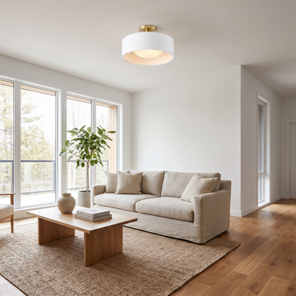 Aurevia low-profile ceiling fixture - lifestyle living room