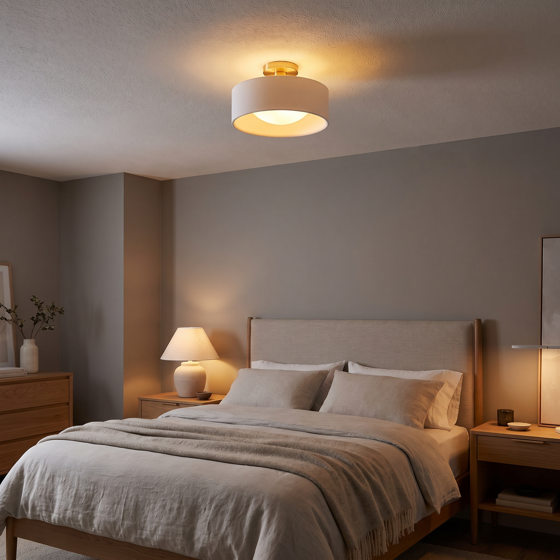Aurevia low-profile ceiling fixture - lifestyle evening
