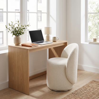 Mira upholstered vanity stool - lifestyle in use