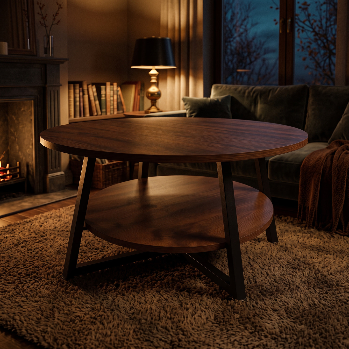 Runa two-tier coffee table - lifestyle evening