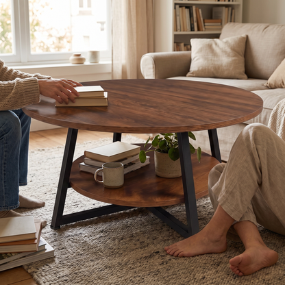 Runa two-tier coffee table - lifestyle in use