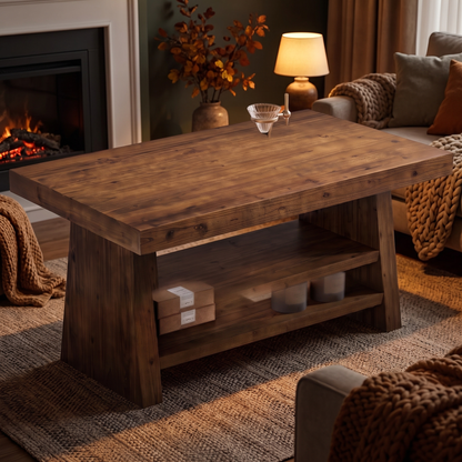 Corva two-tier coffee table - lifestyle evening