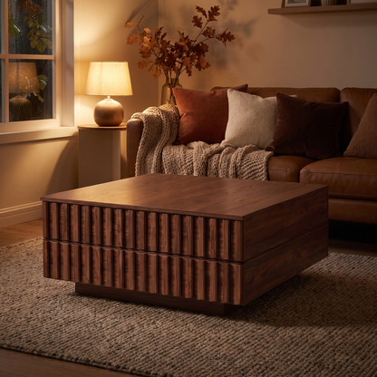 Brekk square coffee table - lifestyle evening