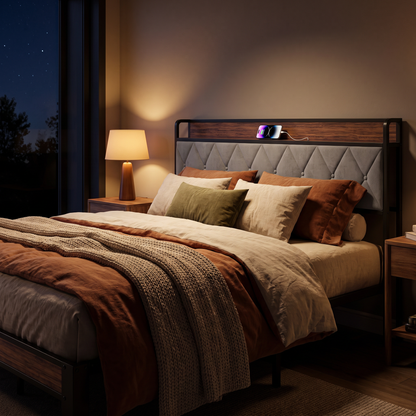 Thorne metal bed frame - lifestyle evening