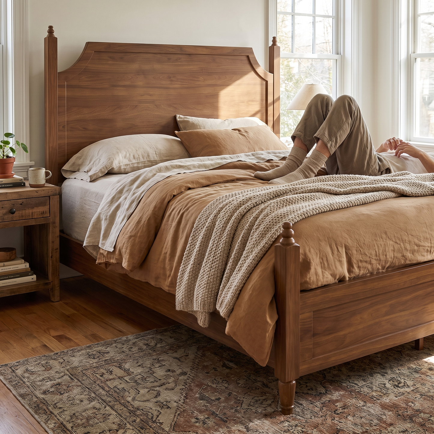 Alden wood bed frame - lifestyle in use
