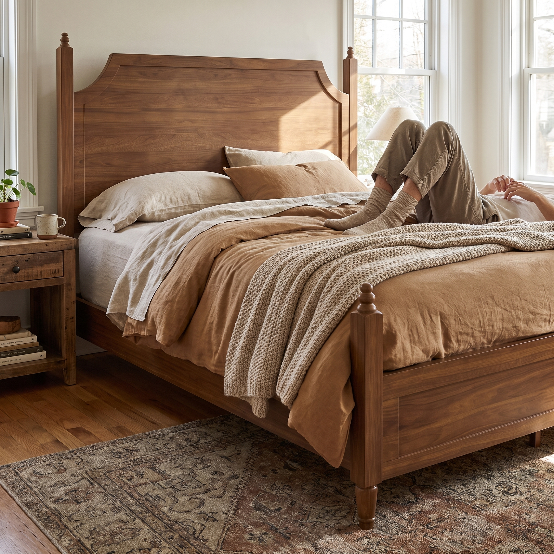 Alden wood bed frame - lifestyle in use